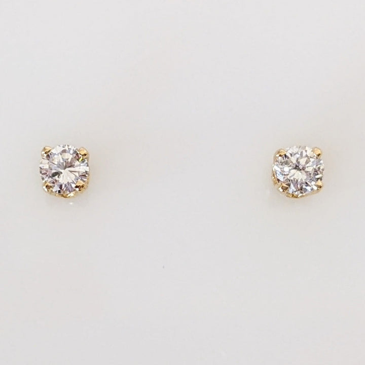 14K .14 CARAT TOTAL WEIGHT SI2 H DIAMOND ROUND ESTATE STUD EARRINGS 0.3 GRAMS