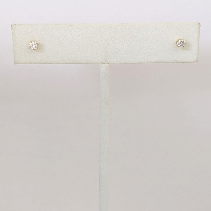 14K .14 CARAT TOTAL WEIGHT SI2 H DIAMOND ROUND ESTATE STUD EARRINGS 0.3 GRAMS