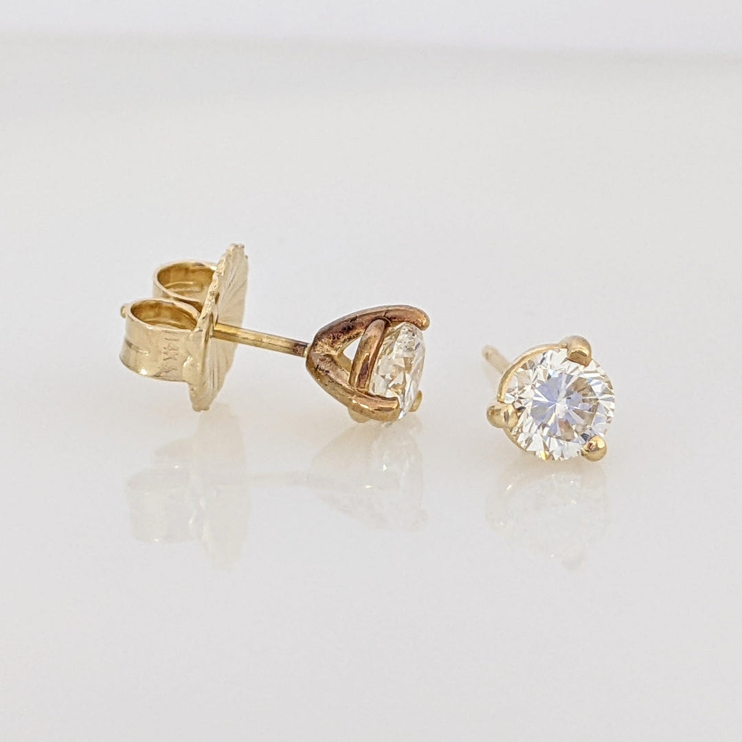 14K .97 CARAT TOTAL WEIGHT VS-SI1 L DIAMOND ROUND MARTINI-SET ESTATE STUD EARRINGS 1.6 GRAMS
