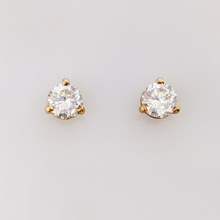 14K .97 CARAT TOTAL WEIGHT VS-SI1 L DIAMOND ROUND MARTINI-SET ESTATE STUD EARRINGS 1.6 GRAMS