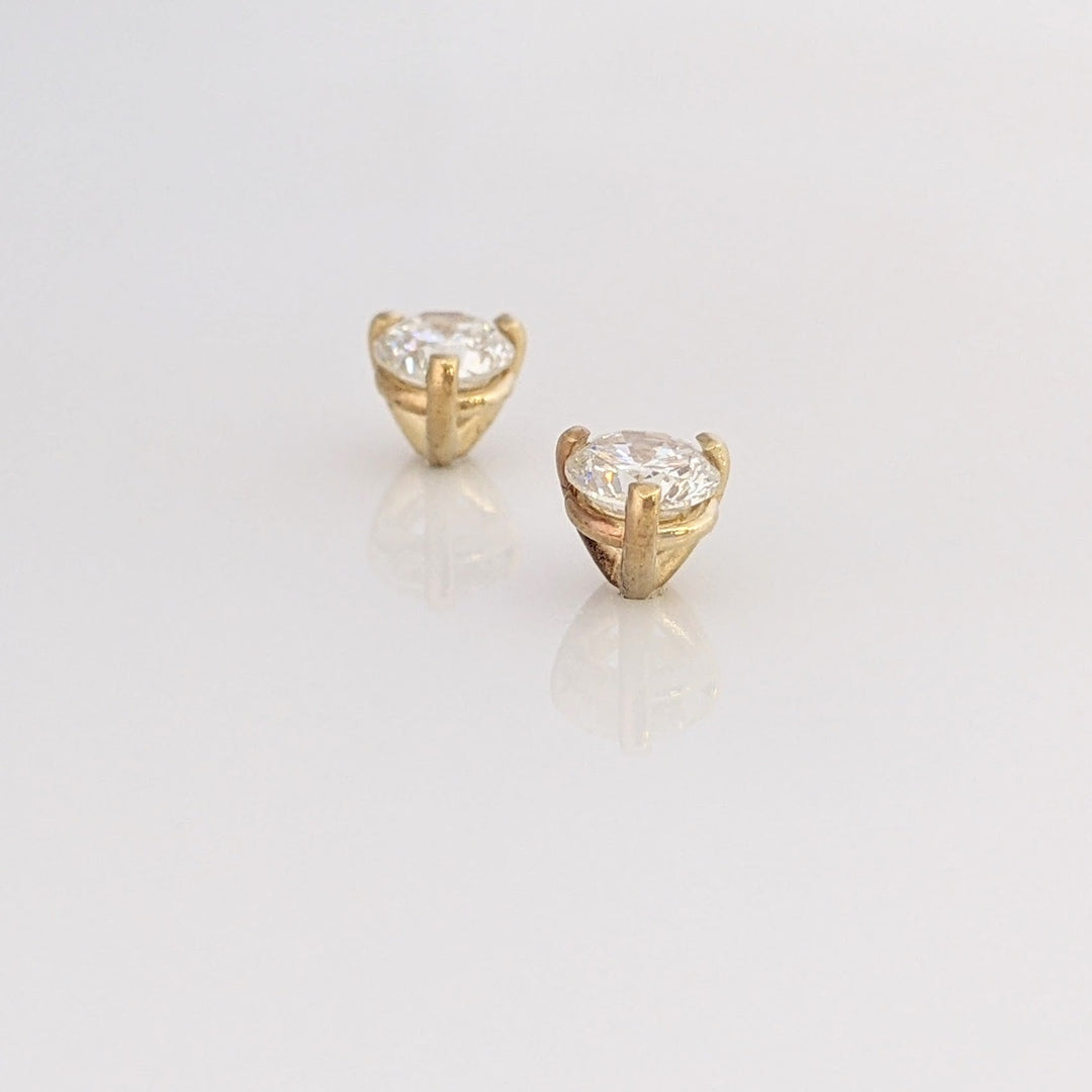 14K .97 CARAT TOTAL WEIGHT VS-SI1 L DIAMOND ROUND MARTINI-SET ESTATE STUD EARRINGS 1.6 GRAMS