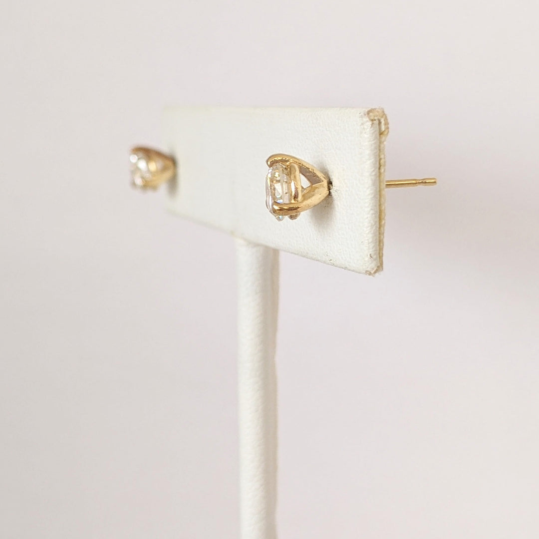 14K .97 CARAT TOTAL WEIGHT VS-SI1 L DIAMOND ROUND MARTINI-SET ESTATE STUD EARRINGS 1.6 GRAMS