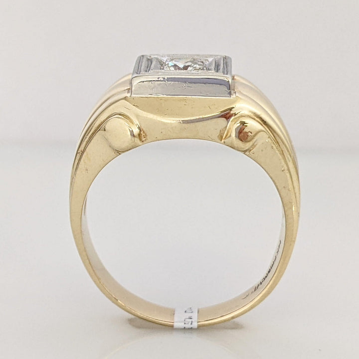 14K TWO-TONE .33 CARAT TOTAL VS1 H DIAMOND ROUND BOX TOP ESTATE RING 9.0 GRAMS