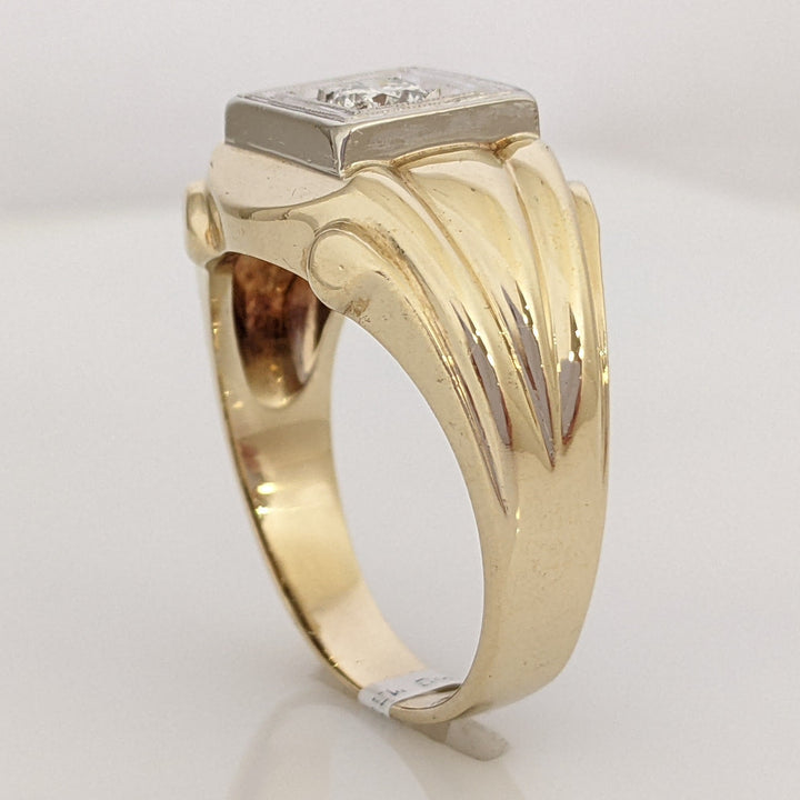 14K TWO-TONE .33 CARAT TOTAL VS1 H DIAMOND ROUND BOX TOP ESTATE RING 9.0 GRAMS