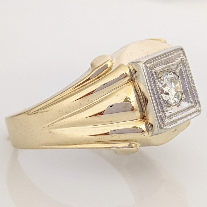 14K TWO-TONE .33 CARAT TOTAL VS1 H DIAMOND ROUND BOX TOP ESTATE RING 9.0 GRAMS