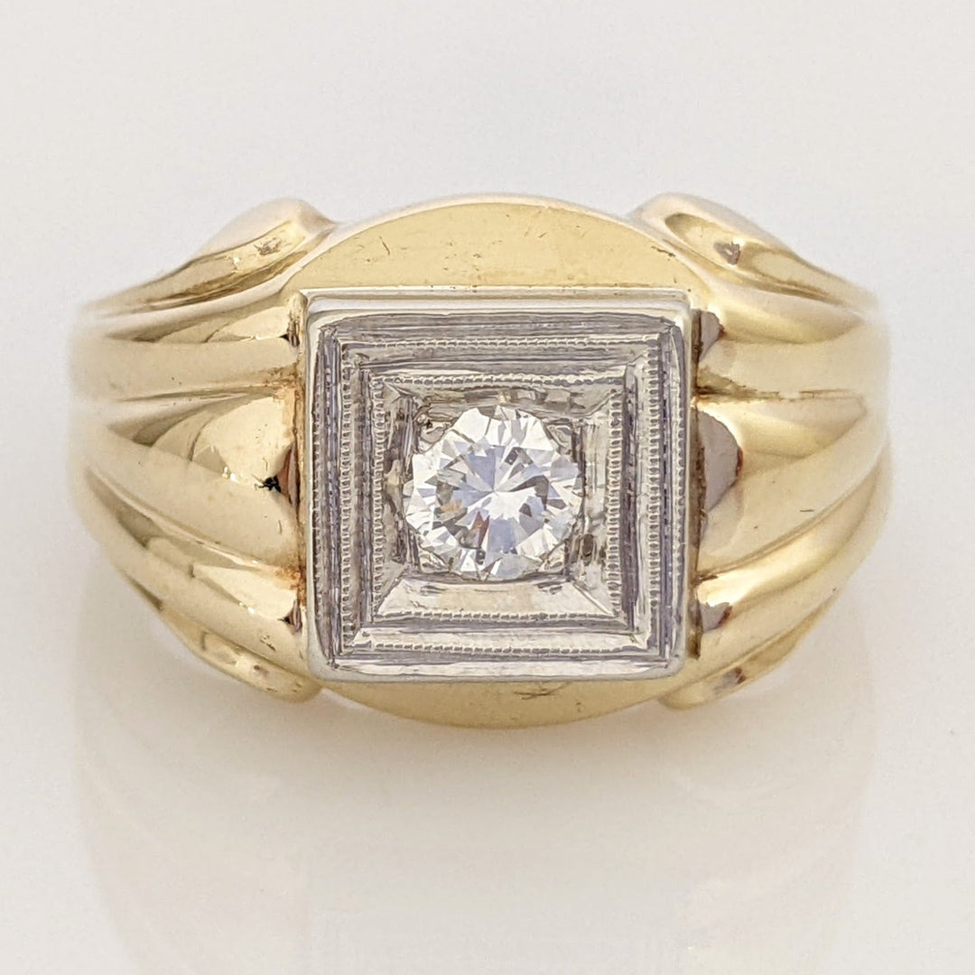 14K TWO-TONE .33 CARAT TOTAL VS1 H DIAMOND ROUND BOX TOP ESTATE RING 9.0 GRAMS