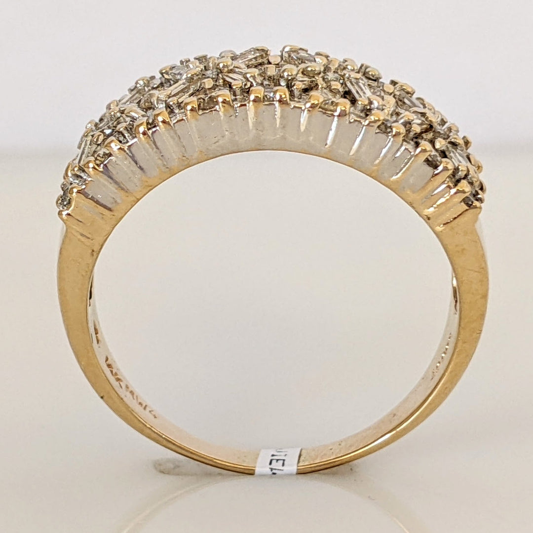 14K 1.00 CARAT TOTAL WEIGHT I1 H DIAMOND ROUND (28) BAGUETTE (16) ESTATE BAND 5.9 GRAMS