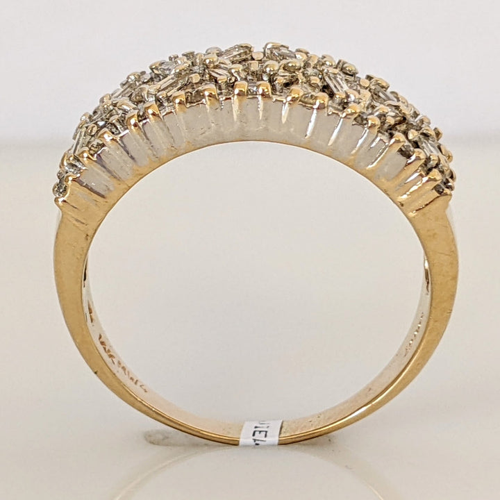 14K 1.00 CARAT TOTAL WEIGHT I1 H DIAMOND ROUND (28) BAGUETTE (16) ESTATE BAND 5.9 GRAMS