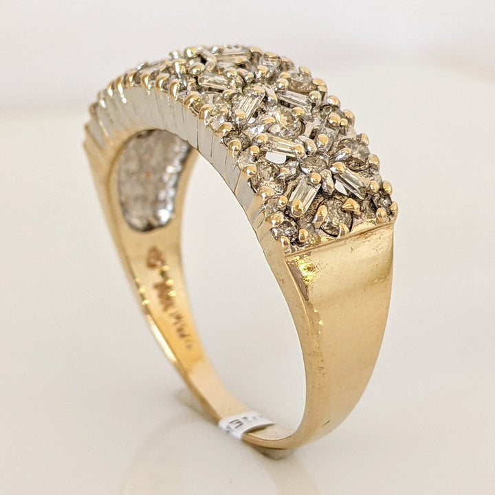 14K 1.00 CARAT TOTAL WEIGHT I1 H DIAMOND ROUND (28) BAGUETTE (16) ESTATE BAND 5.9 GRAMS