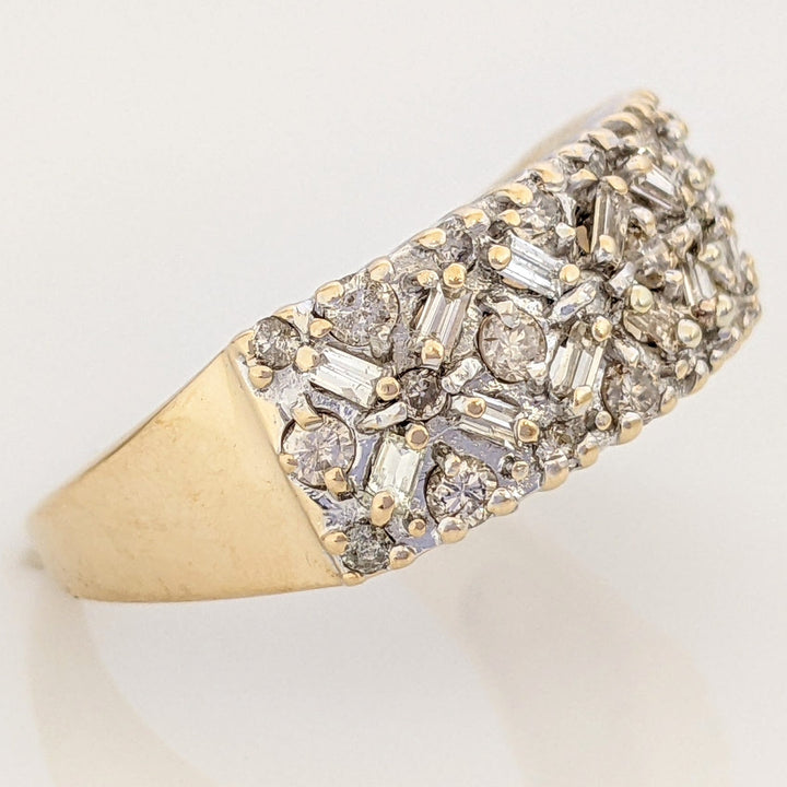 14K 1.00 CARAT TOTAL WEIGHT I1 H DIAMOND ROUND (28) BAGUETTE (16) ESTATE BAND 5.9 GRAMS