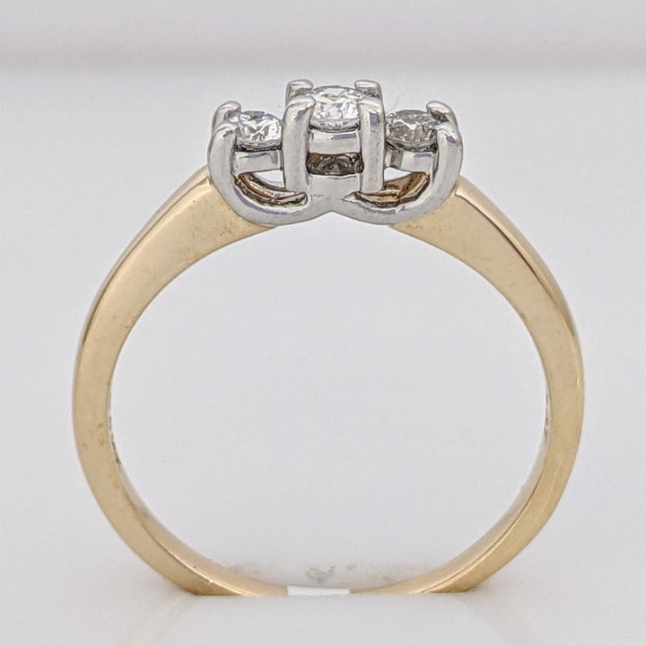 14K .21 CARAT TOTAL WEIGHT SI2 G DIAMOND ROUND (3) TRINITY ESTATE RING 2.5 GRAMS