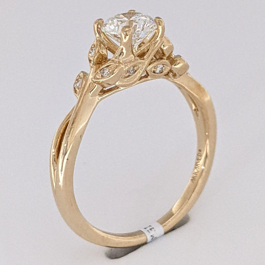 14K .90 CARAT TOTAL VS2 E DIAMOND ROUND WITH (10) MELEE ESTATE RING 3.8 GRAMS