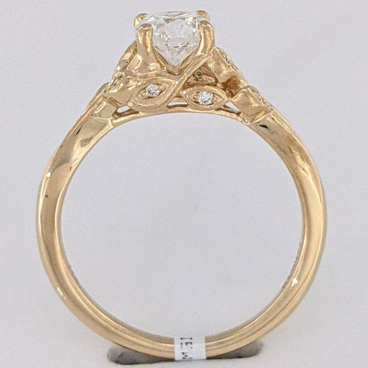 14K .90 CARAT TOTAL VS2 E DIAMOND ROUND WITH (10) MELEE ESTATE RING 3.8 GRAMS