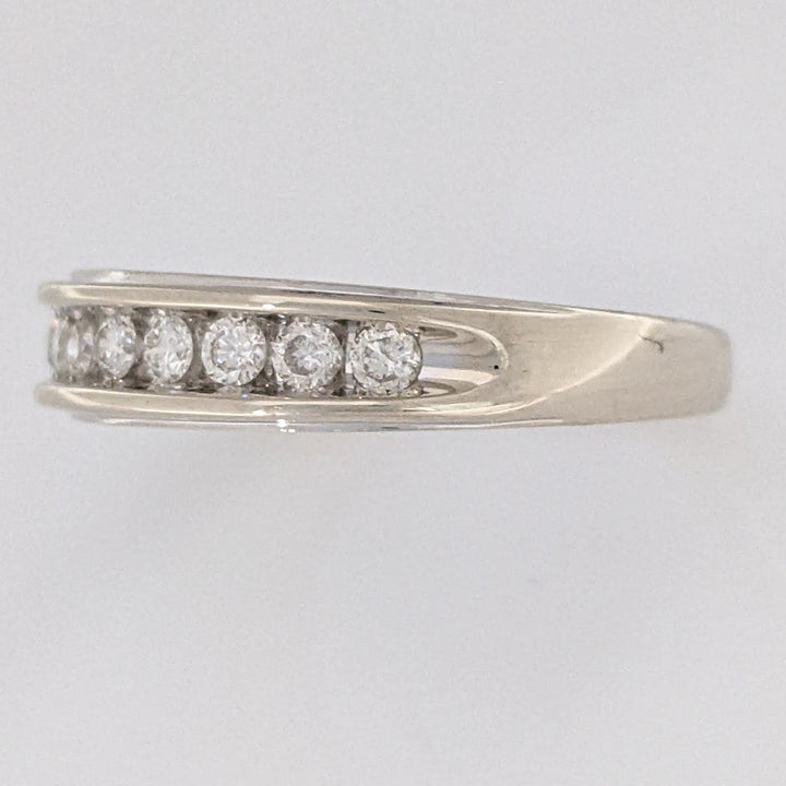 14K WHITE .33 CARAT TOTAL WEIGHT I1 H DIAMOND ROUND (11) ESTATE CHANNEL SET BAND 3.7 GRAMS