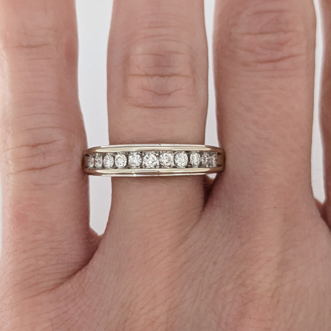 14K WHITE .33 CARAT TOTAL WEIGHT I1 H DIAMOND ROUND (11) ESTATE CHANNEL SET BAND 3.7 GRAMS