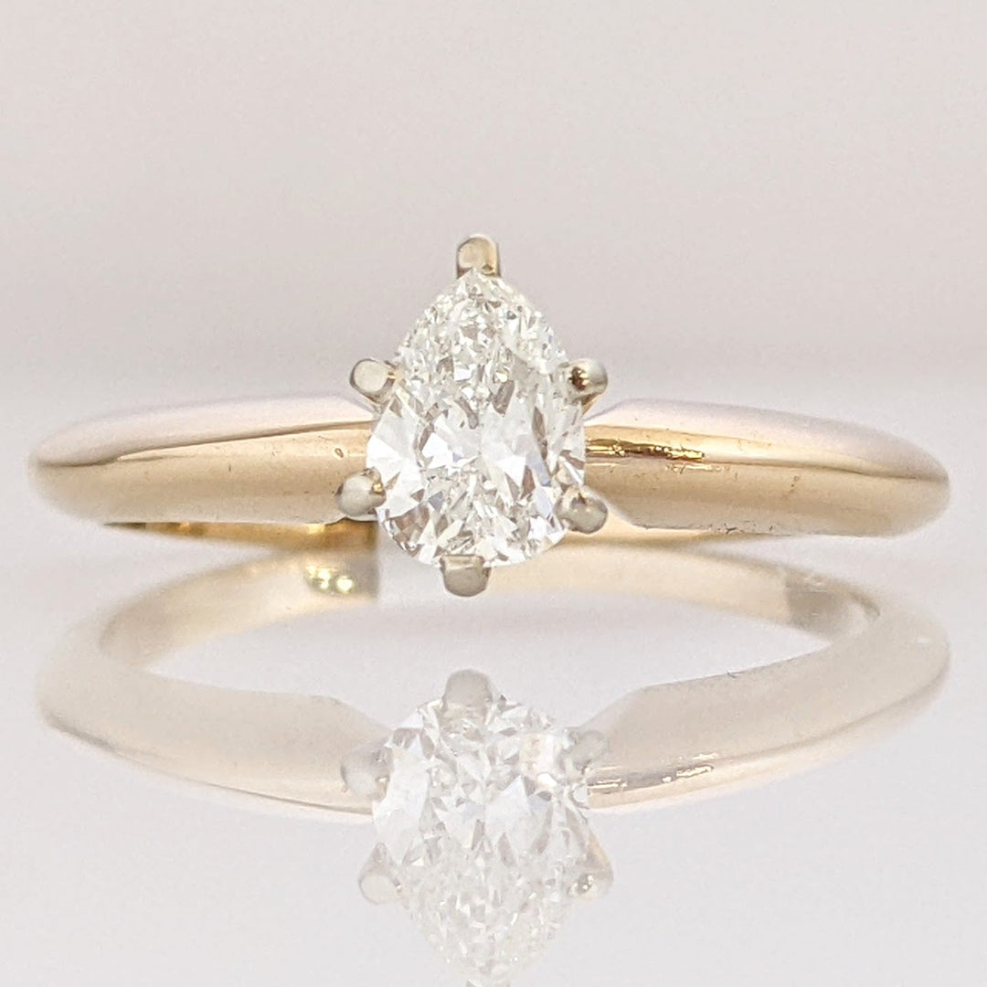 14K .47 CARAT TOTAL SI I DIAMOND PEAR SHAPE SOLITAIRE ESTATE RING 2.2 GRAMS