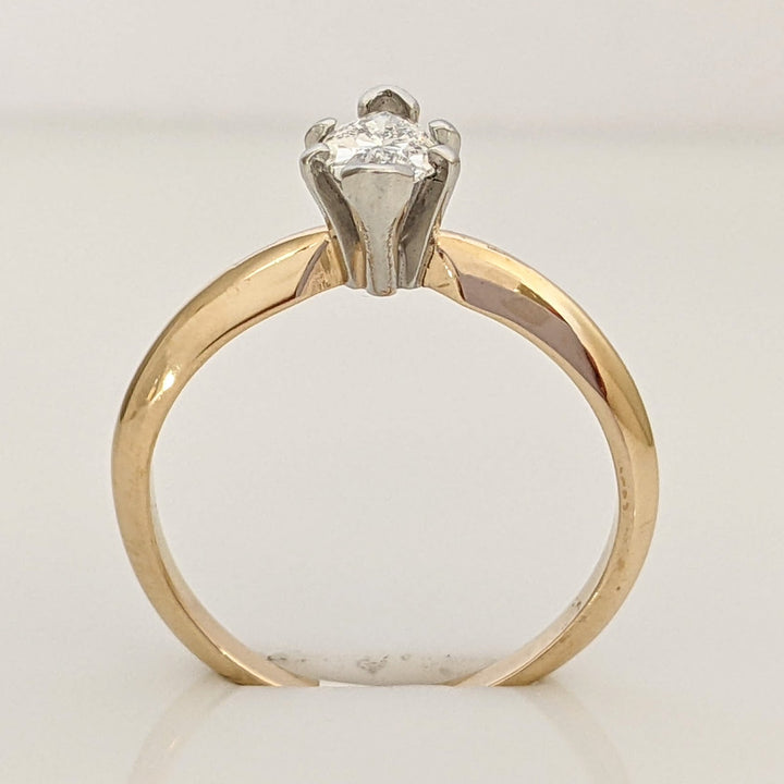 14K .40 CARAT TOTAL SI2-SI3 D DIAMOND MARQUISE CUT SOLITAIRE ESTATE RING