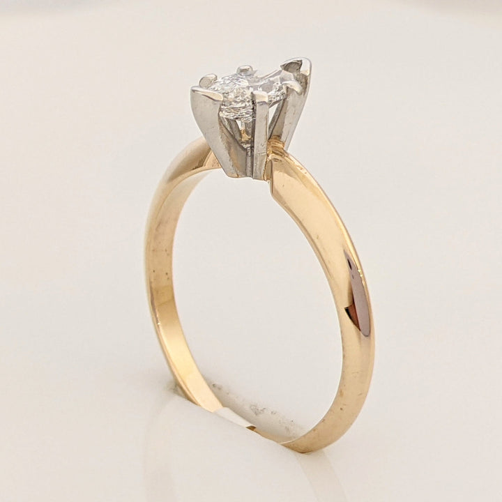 14K .40 CARAT TOTAL SI2-SI3 D DIAMOND MARQUISE CUT SOLITAIRE ESTATE RING