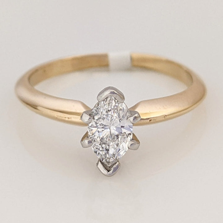 14K .40 CARAT TOTAL SI2-SI3 D DIAMOND MARQUISE CUT SOLITAIRE ESTATE RING