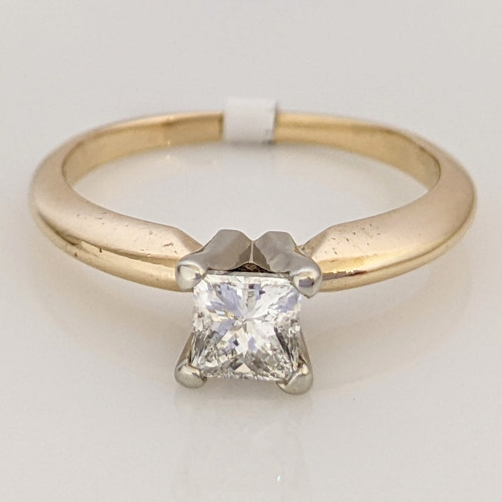 14K .47 CARAT TOTAL SI2 H DIAMOND PRINCESS CUT SOLITAIRE ESTATE RING