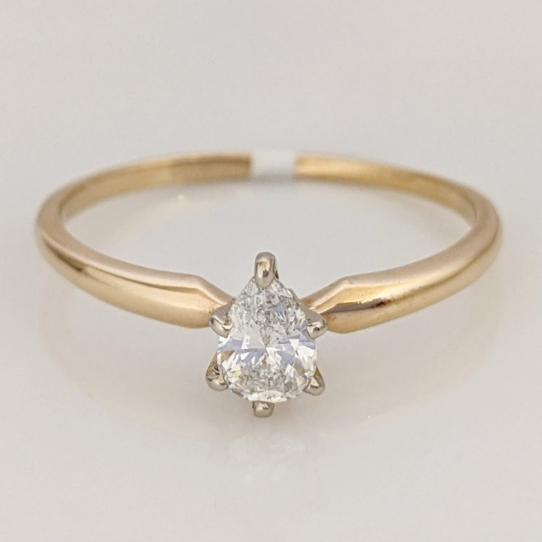 14K .46 CARAT TOTAL SI2 G DIAMOND PEAR SOLITAIRE ESTATE RING 2.0 GRAMS
