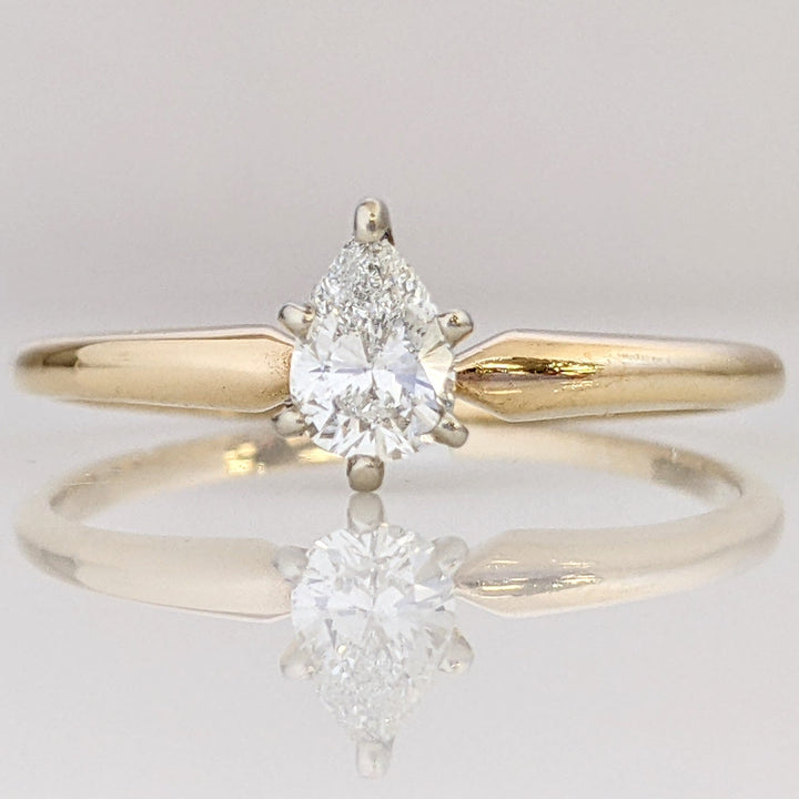 14K .46 CARAT TOTAL SI2 G DIAMOND PEAR SOLITAIRE ESTATE RING 2.0 GRAMS