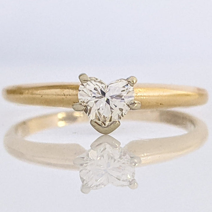 14K .35 CARAT TOTAL VS2 I DIAMOND HEART SOLITAIRE ESTATE RING 2.0 GRAMS