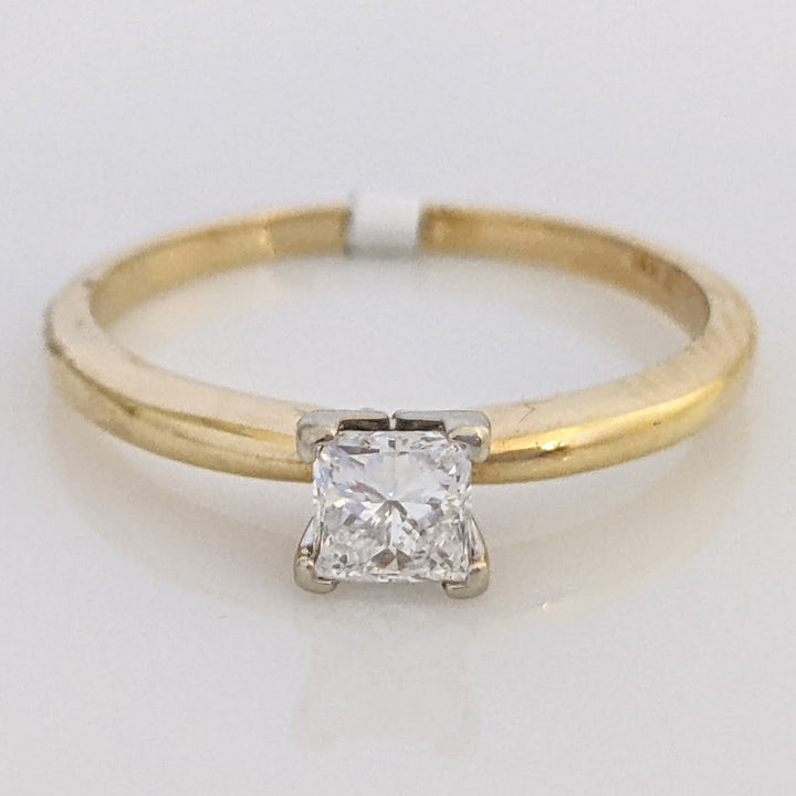 14K .40 CARAT TOTAL SI2 E DIAMOND PRINCESS CUT SOLITAIRE ESTATE RING 2.5 GRAMS