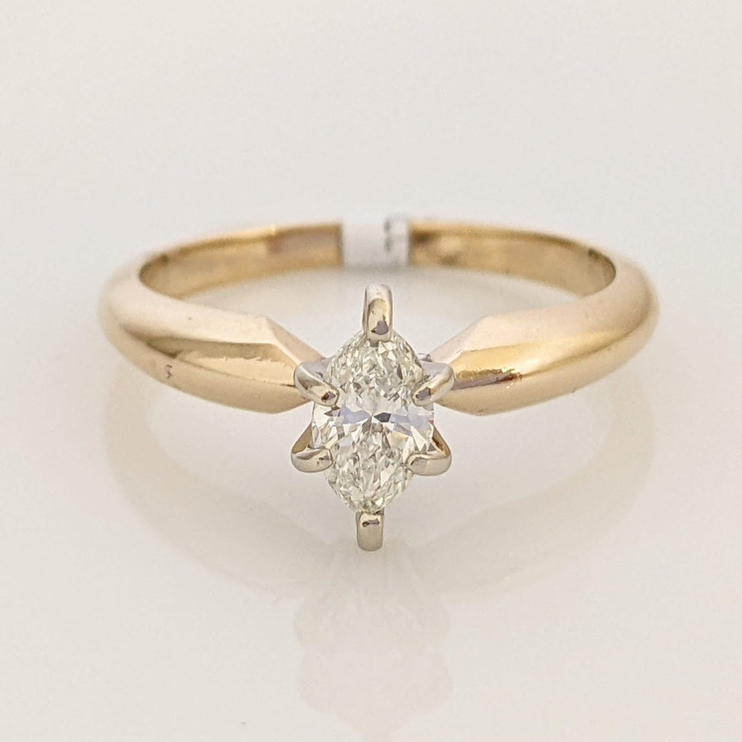 14K .33 CARAT TOTAL VS2 H DIAMOND MARQUISE SOLITAIRE ESTATE RING 2.3 GRAMS