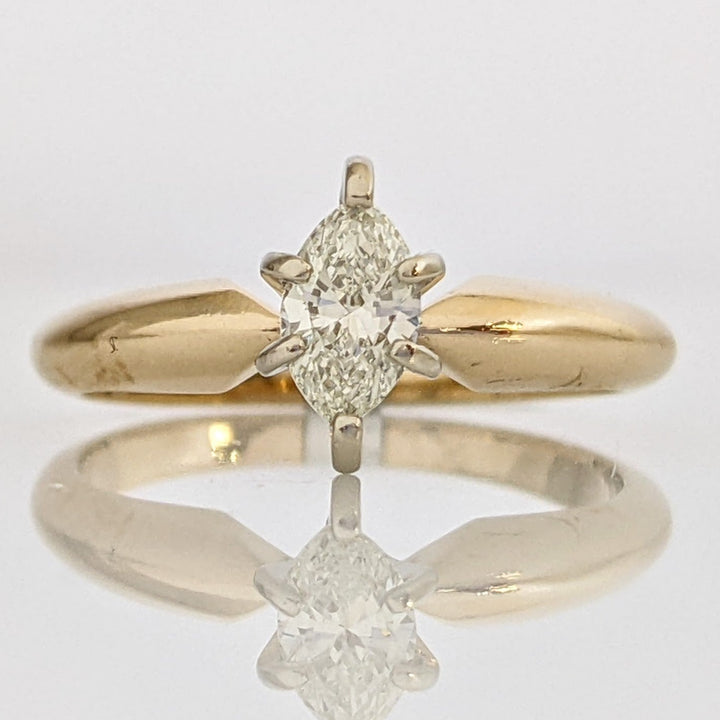 14K .33 CARAT TOTAL VS2 H DIAMOND MARQUISE SOLITAIRE ESTATE RING 2.3 GRAMS
