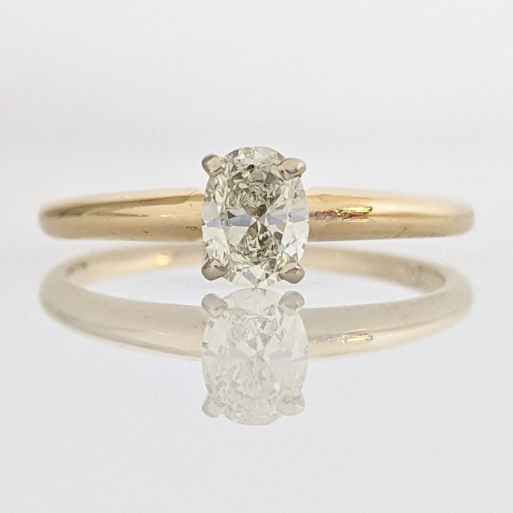 14K .32 CARAT TOTAL VS1 F DIAMOND OVAL SOLITAIRE ESTATE RING 1.4 GRAMS