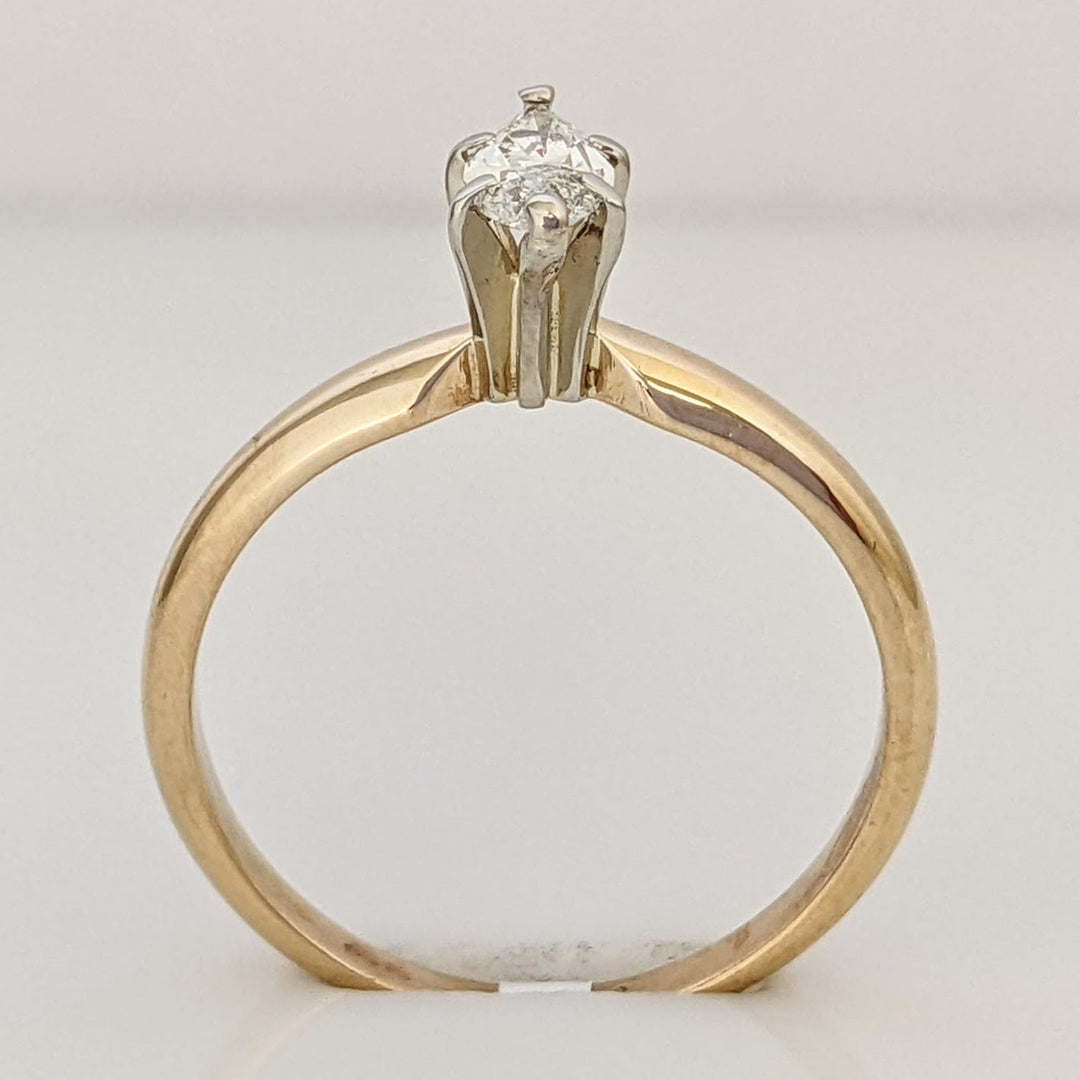 14K .37 CARAT TOTAL SI1 H DIAMOND MARQUISE CUT SOLITAIRE ESTATE RING 2.2 GRAMS