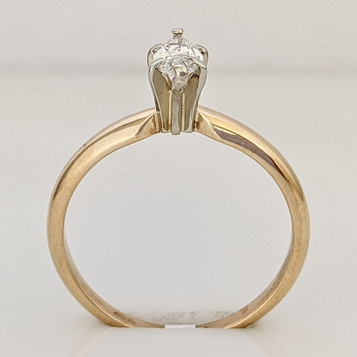 14K .37 CARAT TOTAL SI1 H DIAMOND MARQUISE CUT SOLITAIRE ESTATE RING 2.2 GRAMS