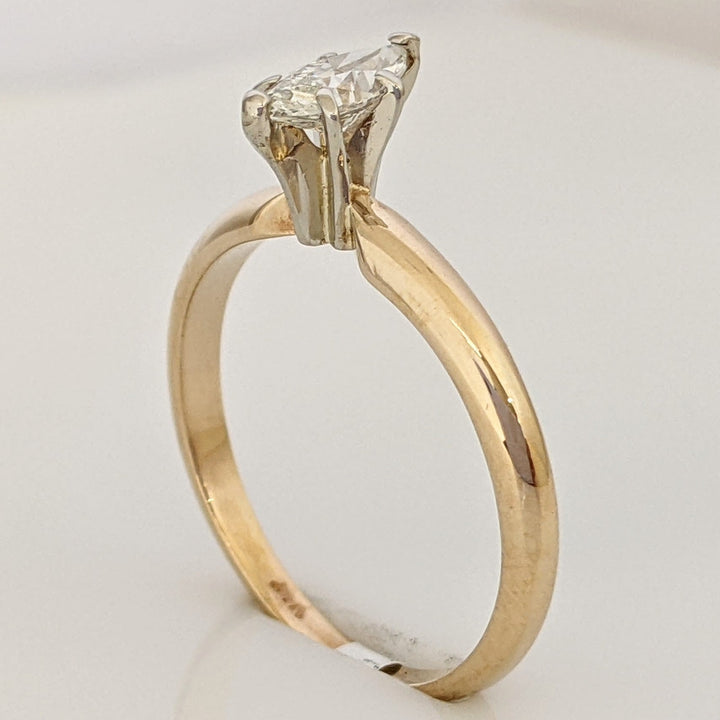 14K .37 CARAT TOTAL SI1 H DIAMOND MARQUISE CUT SOLITAIRE ESTATE RING 2.2 GRAMS
