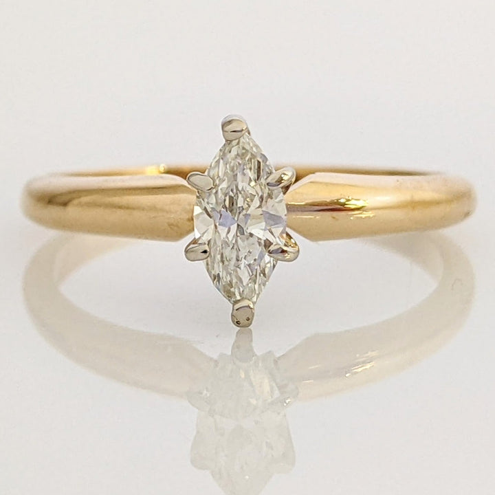 14K .37 CARAT TOTAL SI1 H DIAMOND MARQUISE CUT SOLITAIRE ESTATE RING 2.2 GRAMS