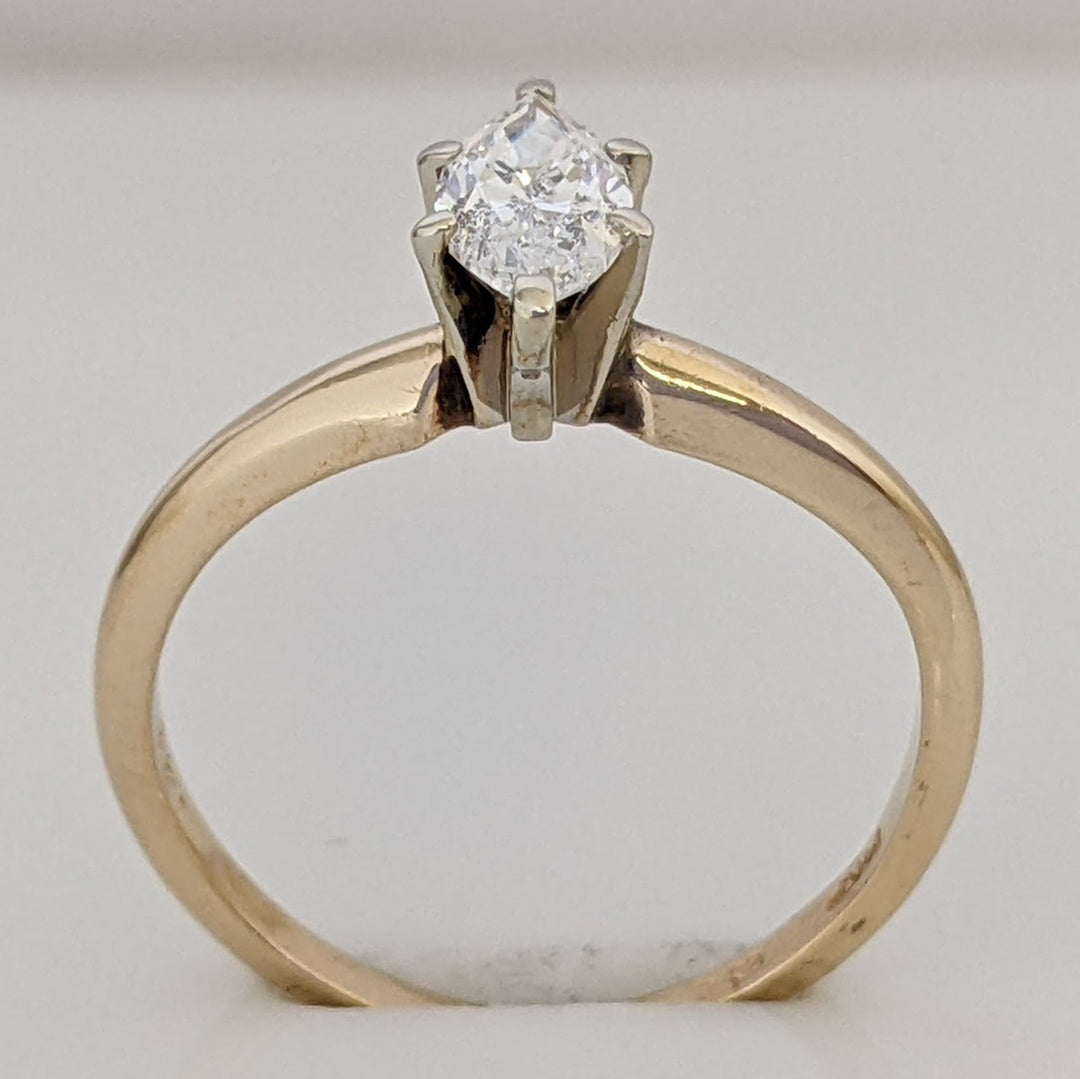 14K .48 CARAT TOTAL I1 F DIAMOND MARQUISE CUT SOLITAIRE ESTATE RING 1.7 GRAMS