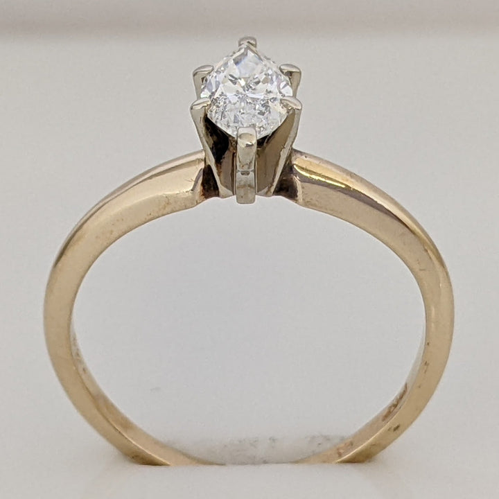 14K .48 CARAT TOTAL I1 F DIAMOND MARQUISE CUT SOLITAIRE ESTATE RING 1.7 GRAMS