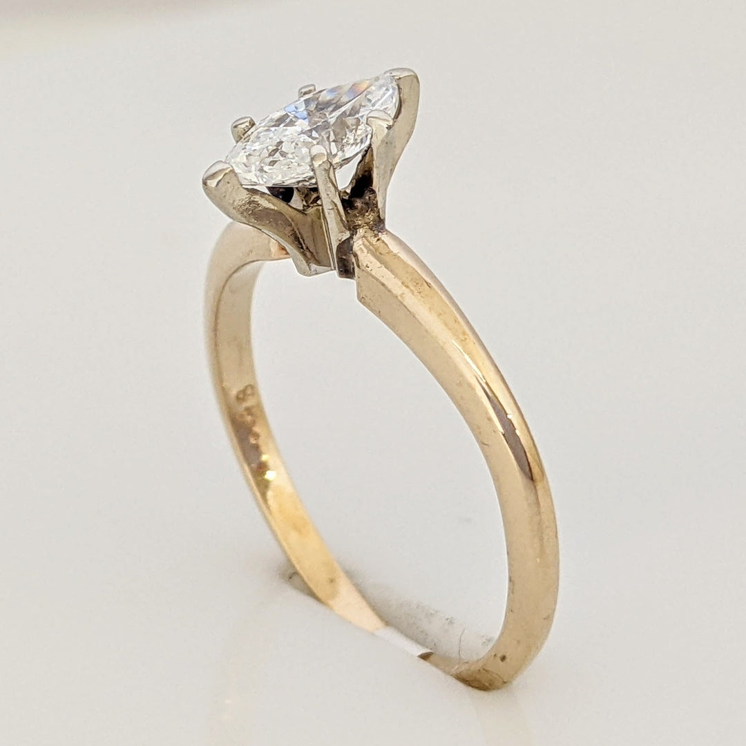 14K .48 CARAT TOTAL I1 F DIAMOND MARQUISE CUT SOLITAIRE ESTATE RING 1.7 GRAMS
