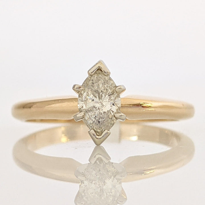 14K .40 CARAT TOTAL I1 J MARQUISE DIAMOND SOLITAIRE ESTATE RING 3.0 GRAMS