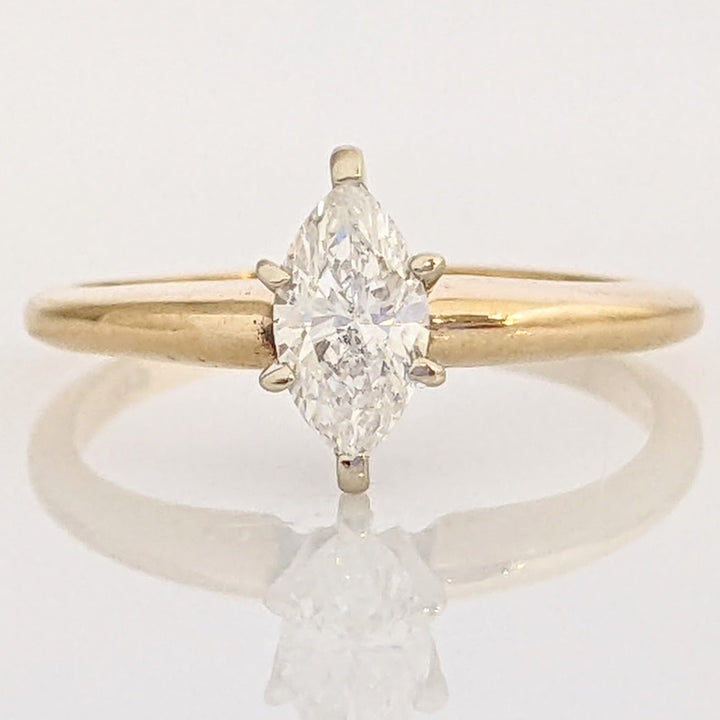 14K .48 CARAT TOTAL I1 F DIAMOND MARQUISE CUT SOLITAIRE ESTATE RING 1.7 GRAMS