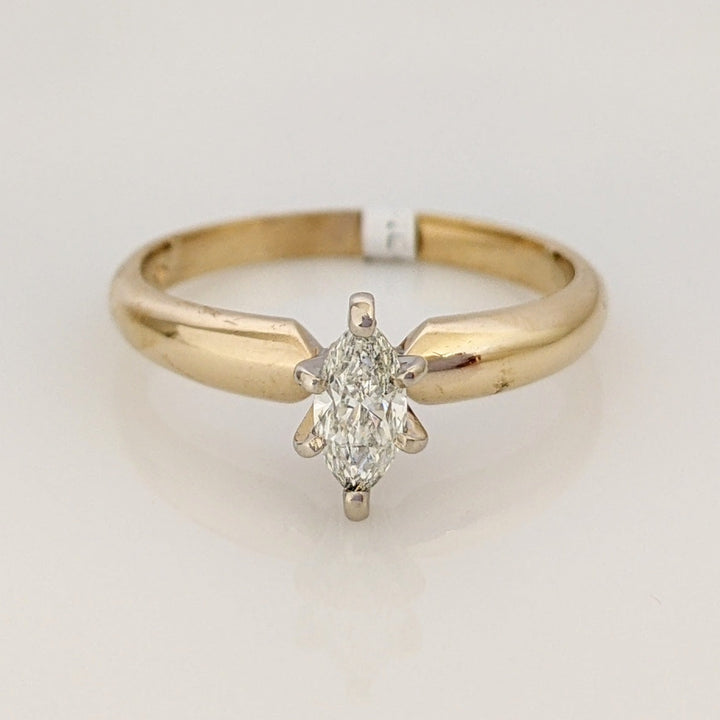14K .32 CARAT TOTAL I1 H DIAMOND MARQUISE ESTATE RING 3.0 GRAMS