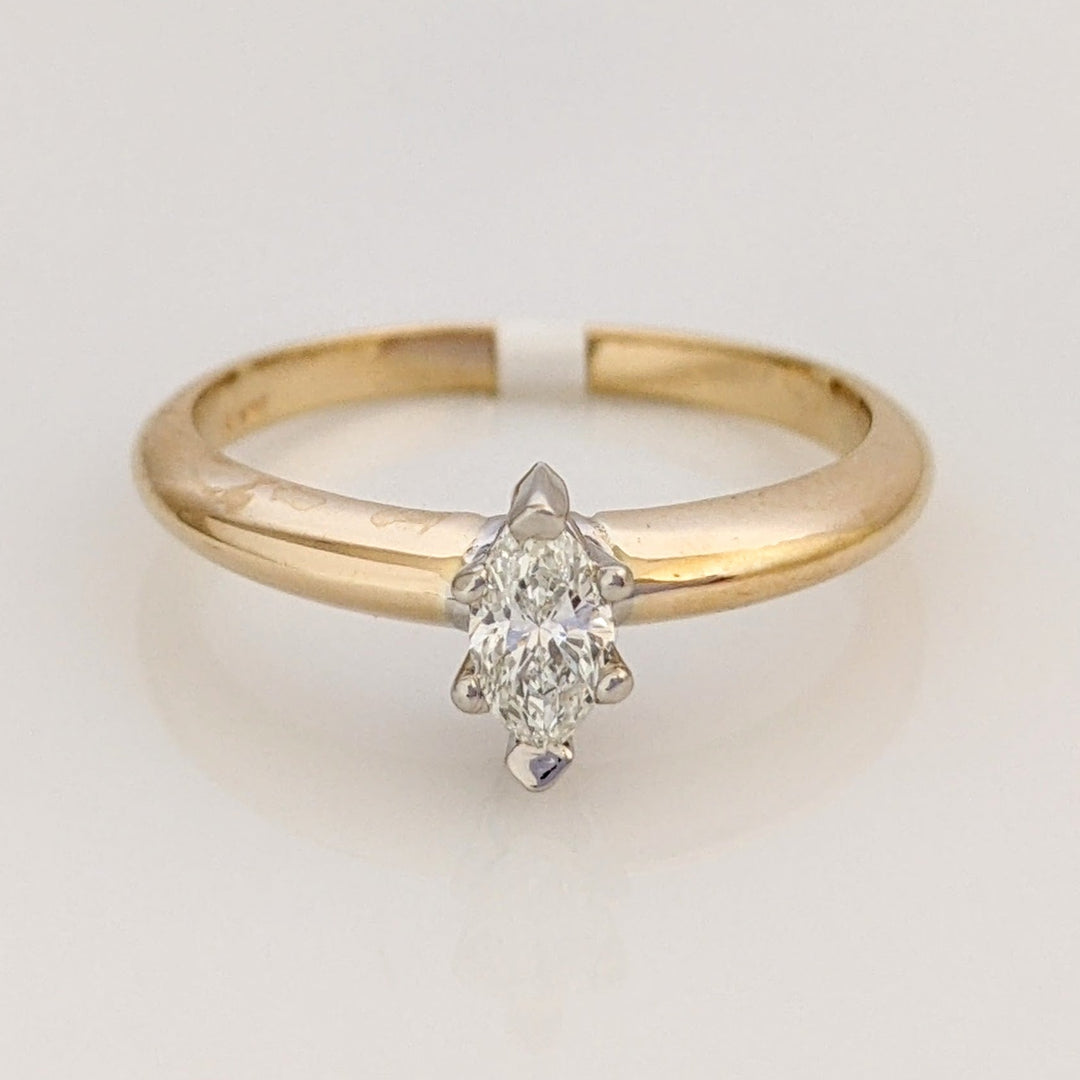 14K .24 CARAT TOTAL VS2 H CERTIFIED DIAMOND MARQUISE SOLITAIRE ESTATE RING 2.5 GRAMS