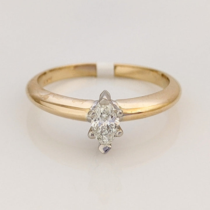 14K .24 CARAT TOTAL VS2 H CERTIFIED DIAMOND MARQUISE SOLITAIRE ESTATE RING 2.5 GRAMS