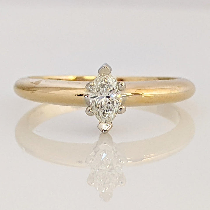 14K .24 CARAT TOTAL VS2 H CERTIFIED DIAMOND MARQUISE SOLITAIRE ESTATE RING 2.5 GRAMS
