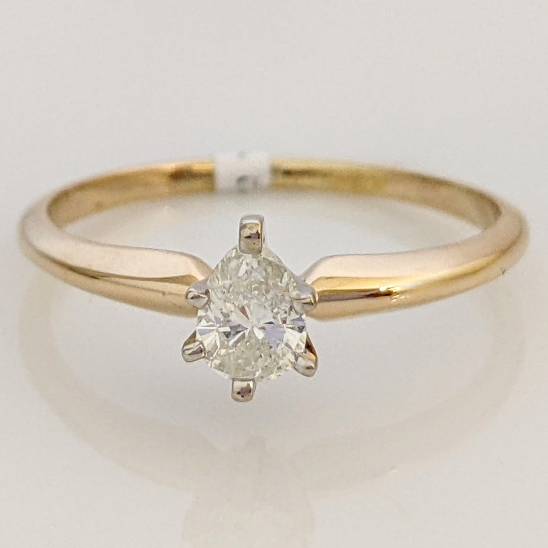14K .31 CARAT TOTAL I2 H DIAMOND PEAR SOLITAIRE ESTATE RING 1.9 GRAMS