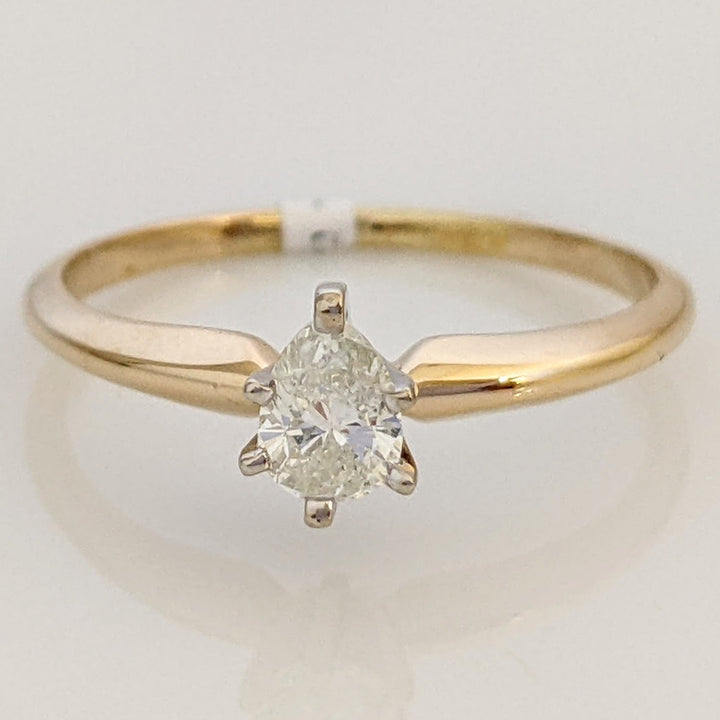14K .31 CARAT TOTAL I2 H DIAMOND PEAR SOLITAIRE ESTATE RING 1.9 GRAMS