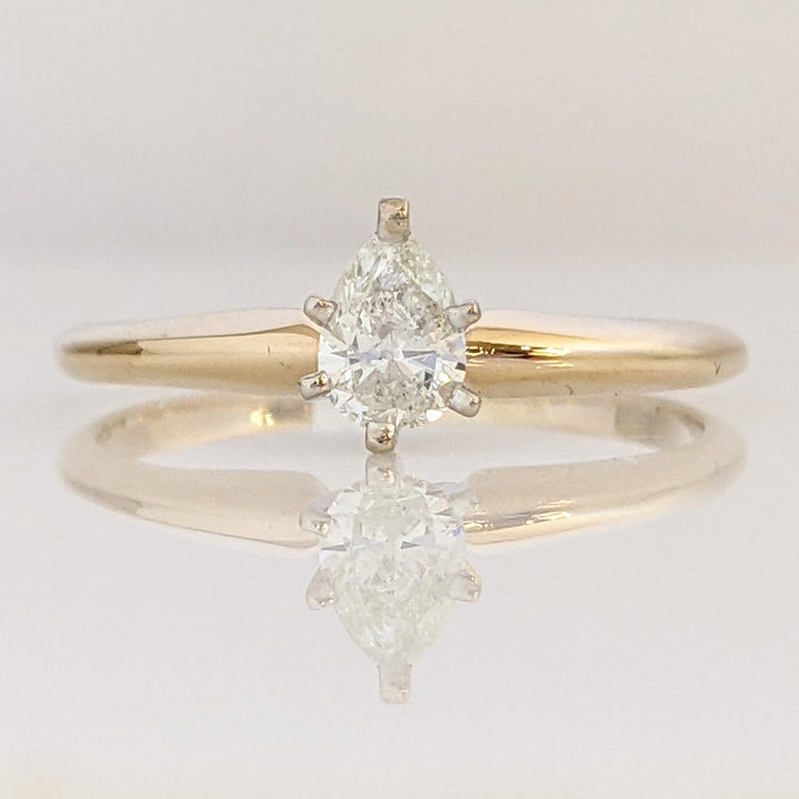 14K .31 CARAT TOTAL I2 H DIAMOND PEAR SOLITAIRE ESTATE RING 1.9 GRAMS