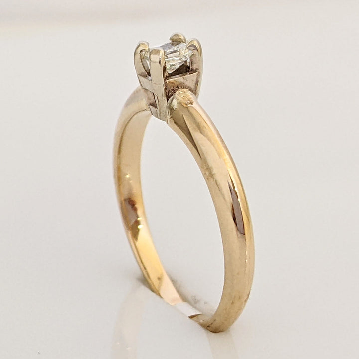 14K .17 CARAT TOTAL VS2 H DIAMOND EMERALD CUT SOLITAIRE ESTATE RING 2.4 GRAMS