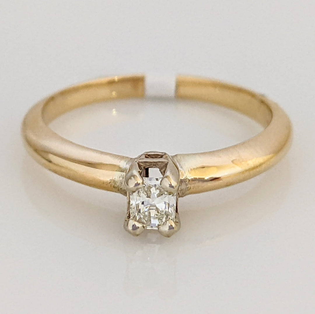 14K .17 CARAT TOTAL VS2 H DIAMOND EMERALD CUT SOLITAIRE ESTATE RING 2.4 GRAMS