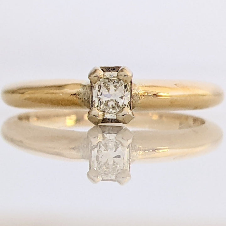 14K .17 CARAT TOTAL VS2 H DIAMOND EMERALD CUT SOLITAIRE ESTATE RING 2.4 GRAMS